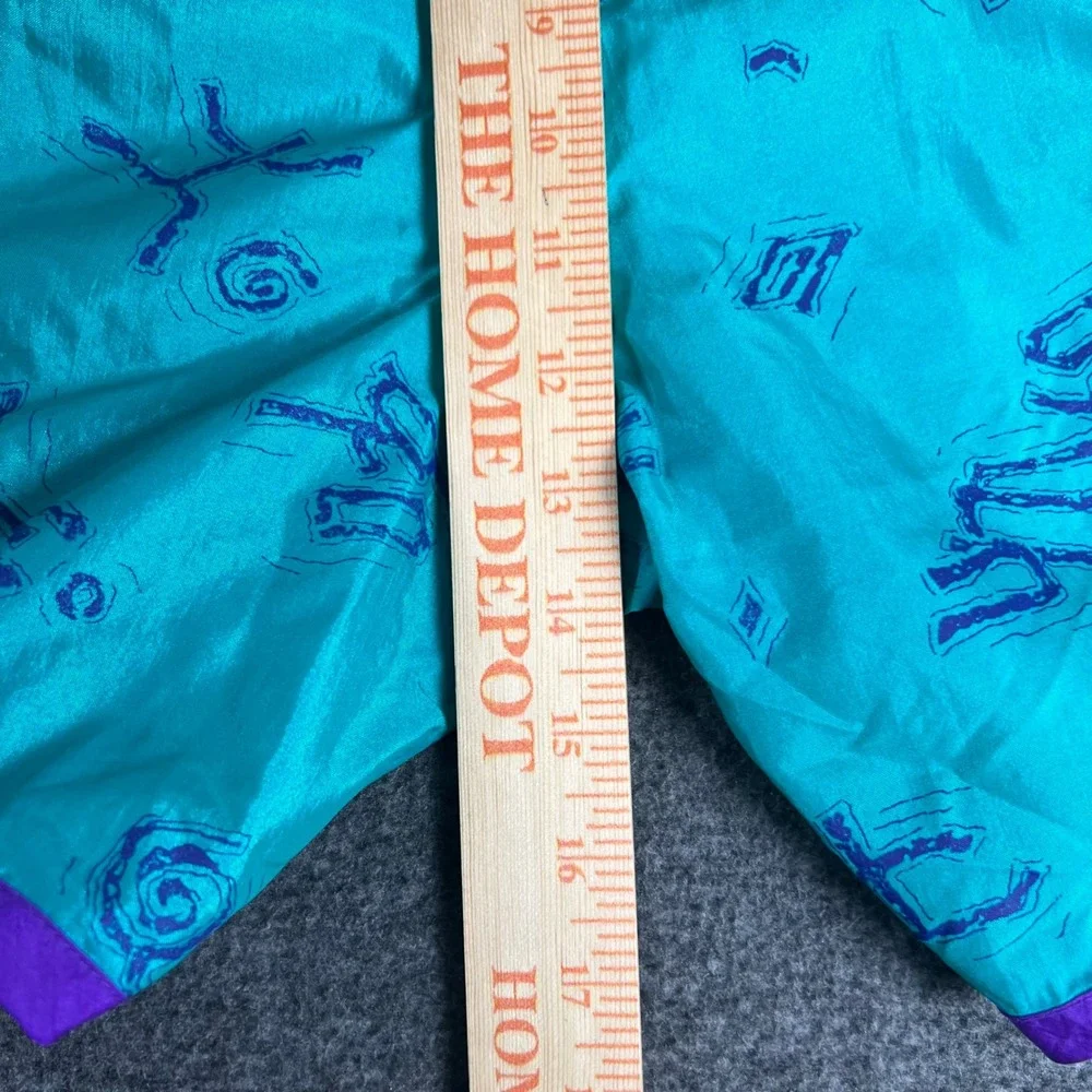 Vintage 90s Umbro Shorts Mens Large Teal Nylon Graphic Print Made in USA